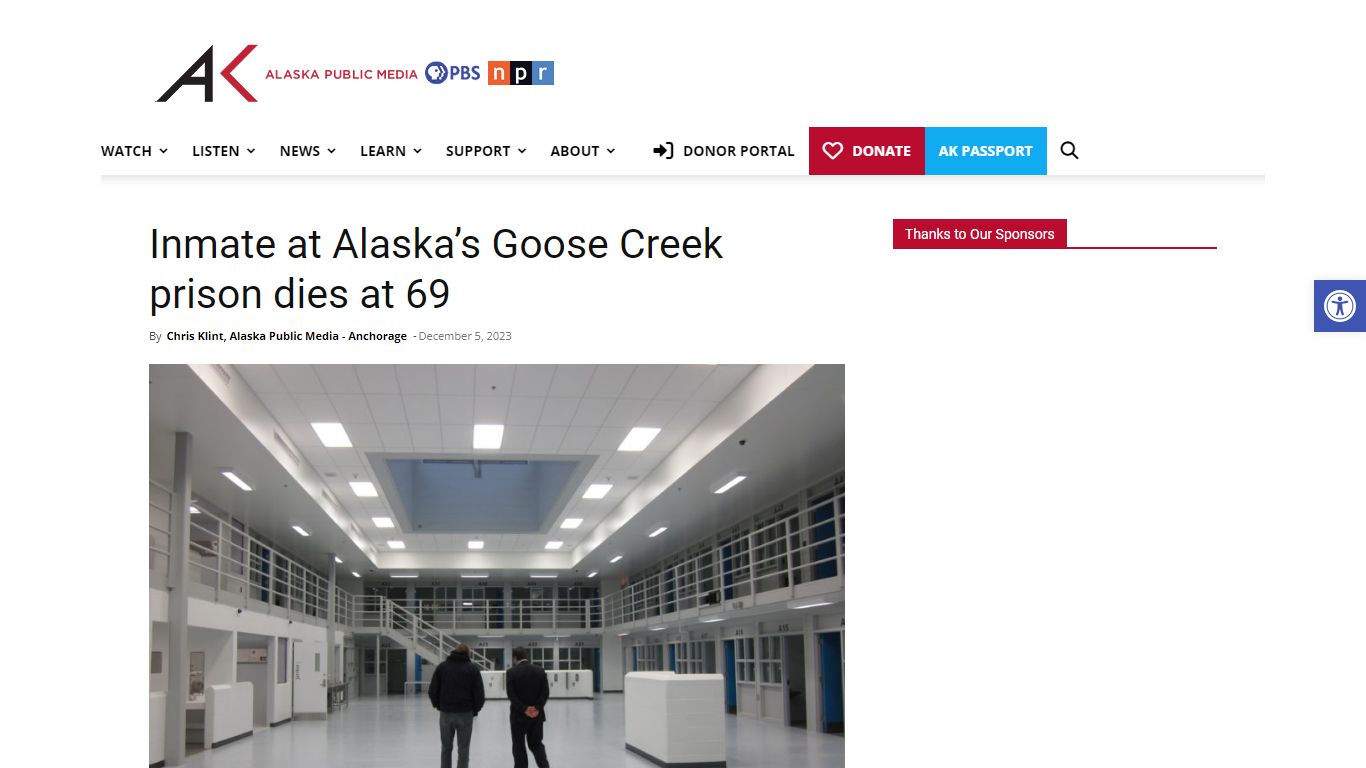 Inmate at Alaska’s Goose Creek prison dies at 69